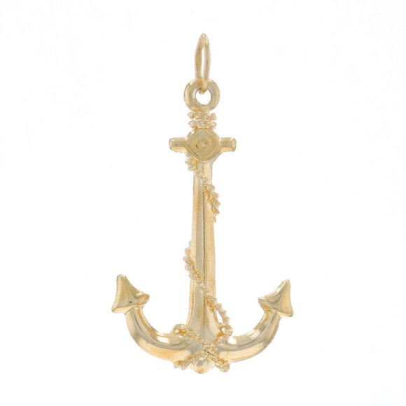 Yellow Gold Vintage Anchor Pendant 14k Sailing - Picture 1 of 4